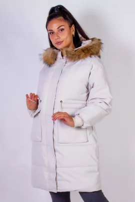 Зимняя удлиненная парка с капюшоном натуральный мех арт.617