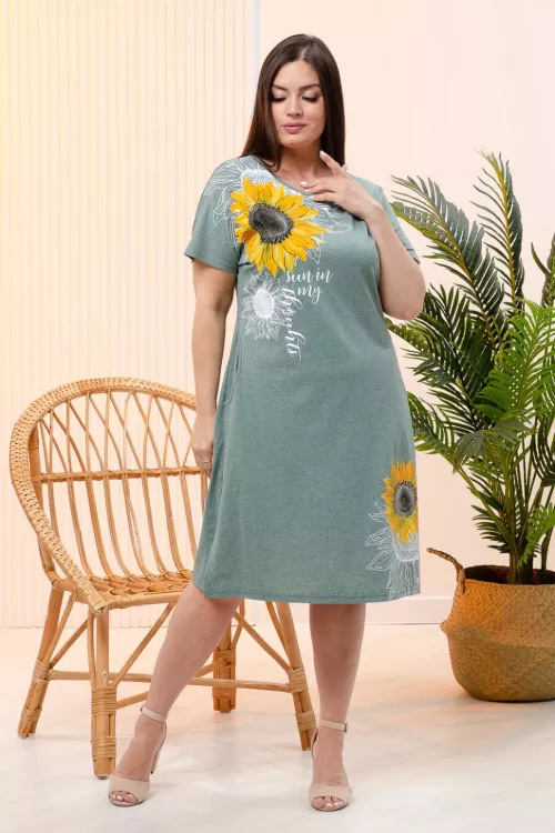 Платье 7390 хаки последний размер