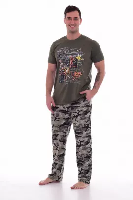 Пижама мужская 9-123а (хаки-меланж), ОХОТА