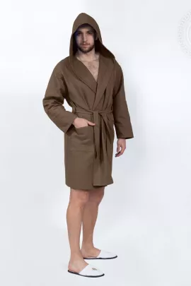Халат запашной с капюшоном (коричневый) 0125XL 56-60 0125XL