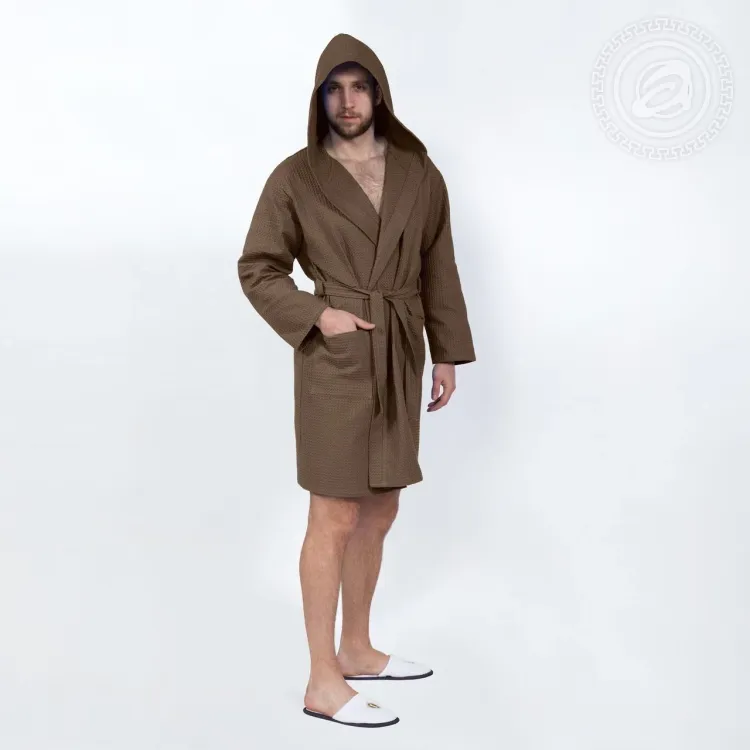 Халат запашной с капюшоном (коричневый) 0125XL 56-60 0125XL